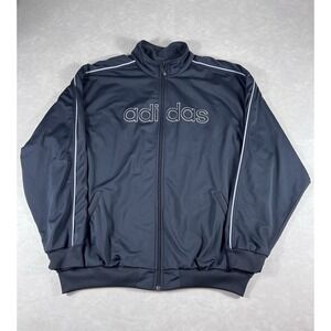Y2K Adidas Track Jacket Size XXL Mens Black Full Zip Striped Vintage Spellout